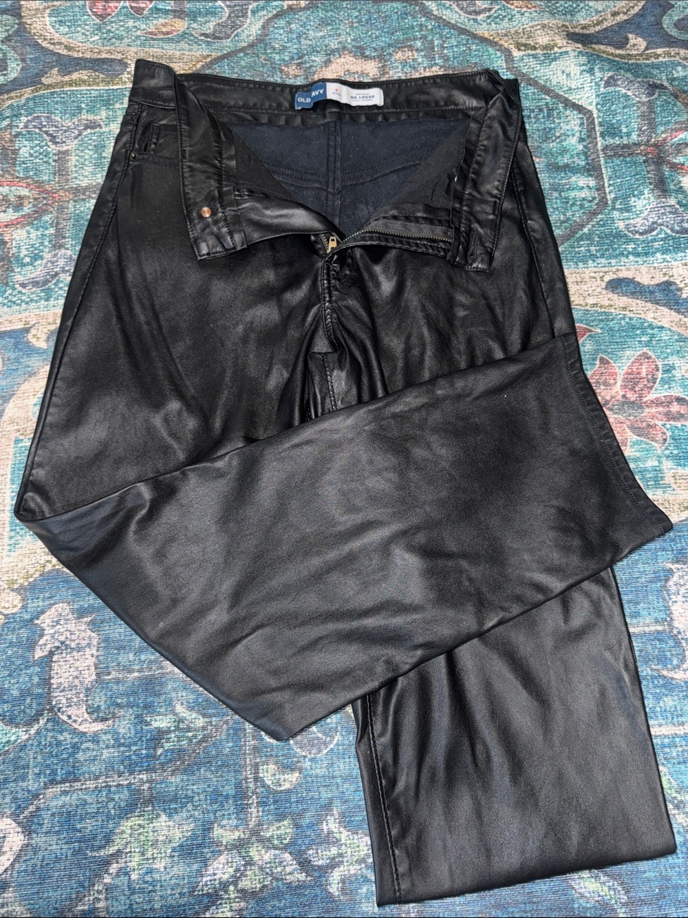 Old Navy Black Faux Leather High-Rise Pants